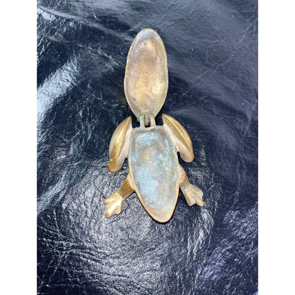 Solid Brass Frog Paperweight Trinket Holder Decor Figurine Sing Top India - Picture 4 of 8